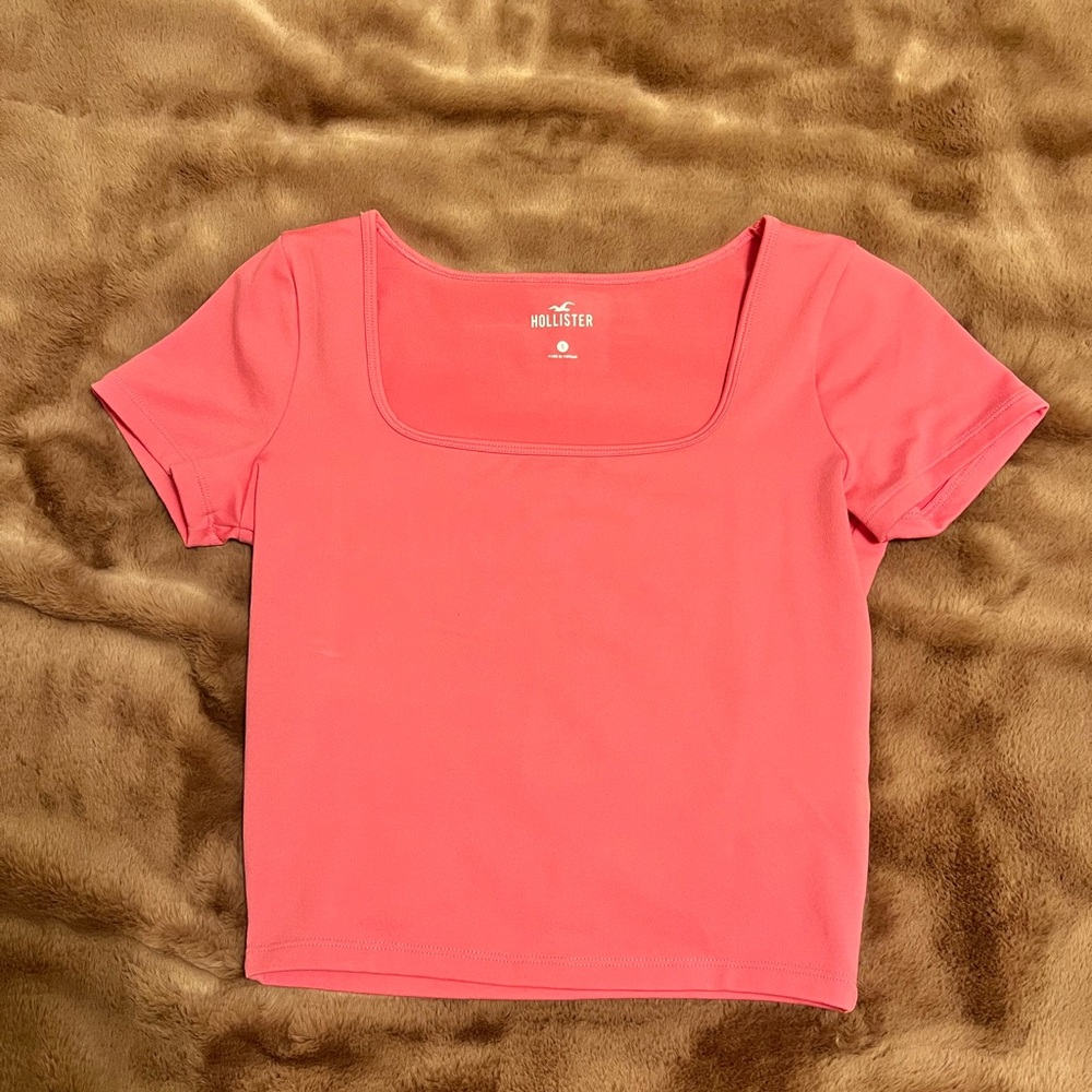 Hollister Women's Hot Pink Square Neck Baby Tee
